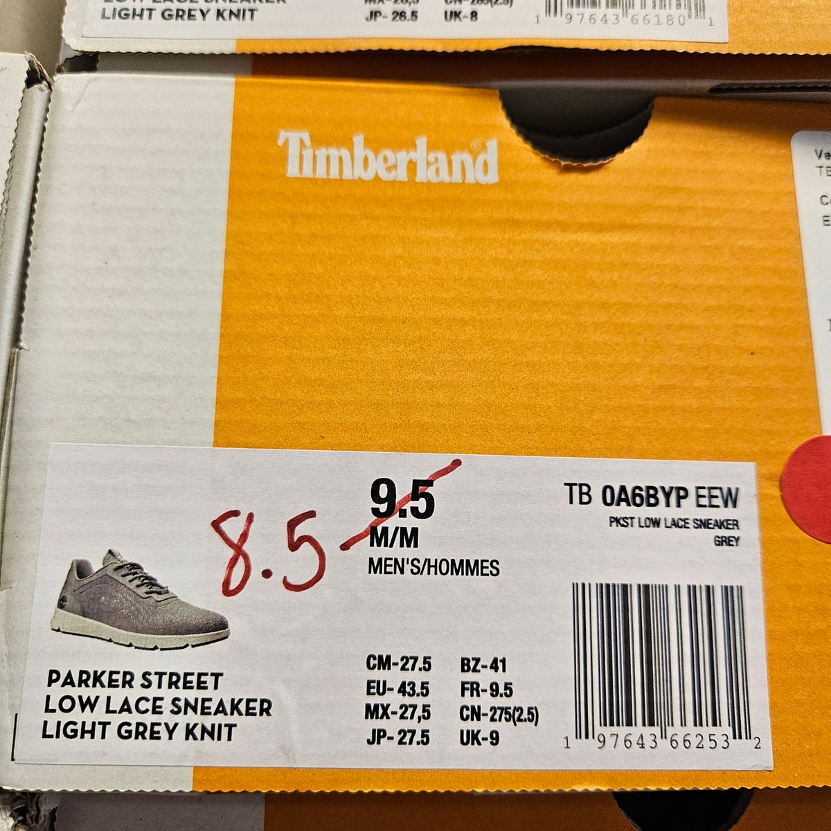 TIMBERLAND MEN'S 8.5 PARKER STREET LOW LACE UP SNEAKER LT GREY KNIT NIB