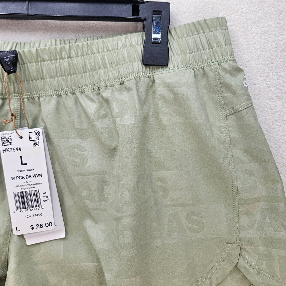 ADIDAS WOMEN'S LARGE PACER WOVEN DEBOSS TRAINING/RUNNING SHORTS LIME HK7544 NWT