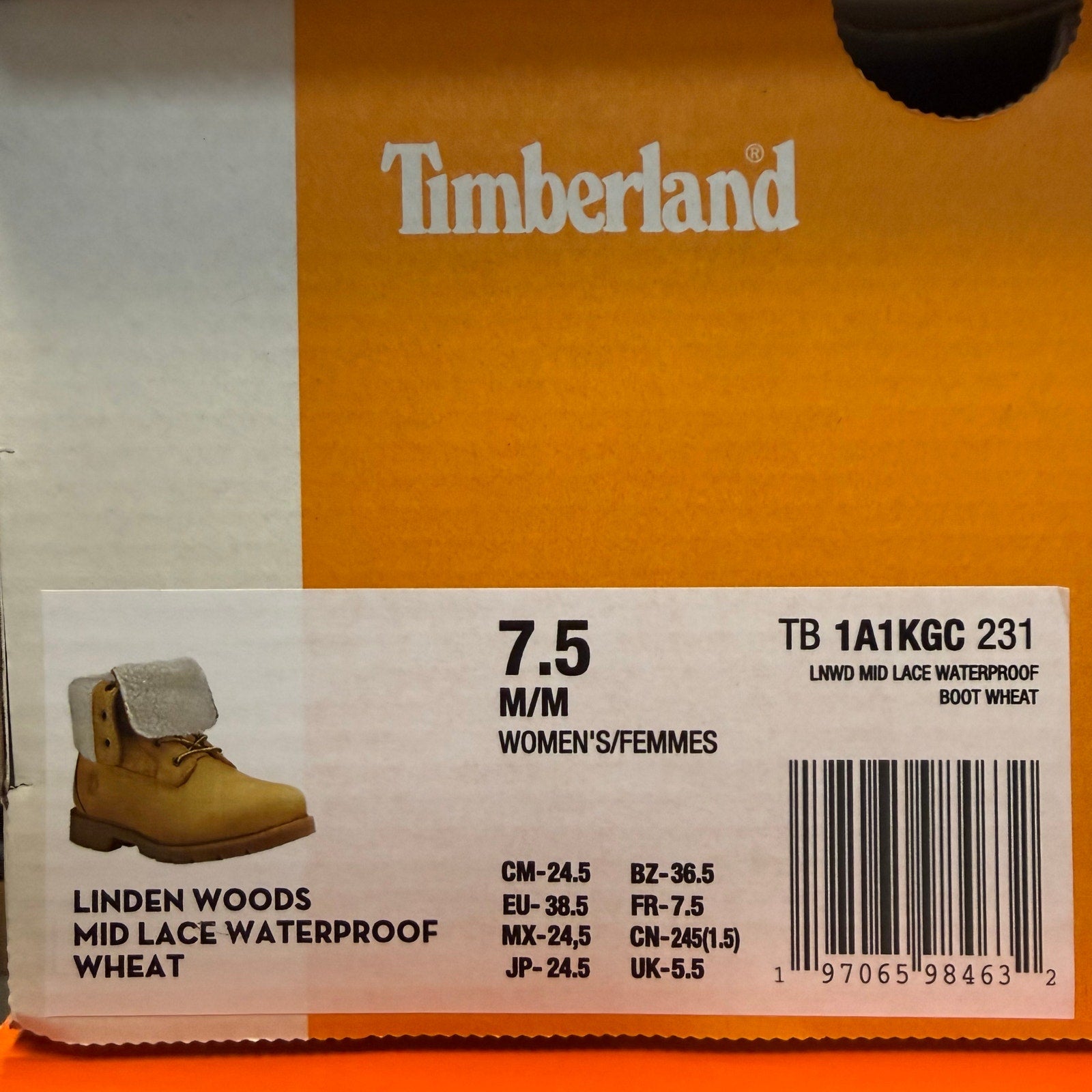 TIMBERLAND WOMEN'S 7.5 LINDEN WOODS MID LACE WP WHEAT TB1A1KGC231 NIB