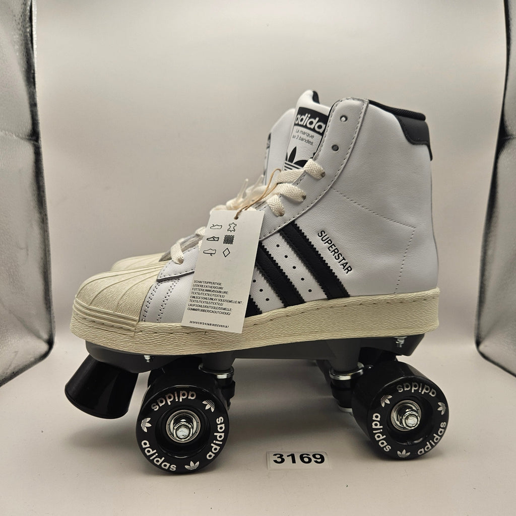 ADIDAS WOMEN'S 6.5 SUPERSTAR HI WHITE BLACK ROLLER SKATES NWOB JS4038