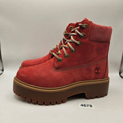 TIMBERLAND WOMEN'S 7 STONE STREET 6 IN WATERPROOF PLATFORM RED BOOTS TB0A2H3CET1