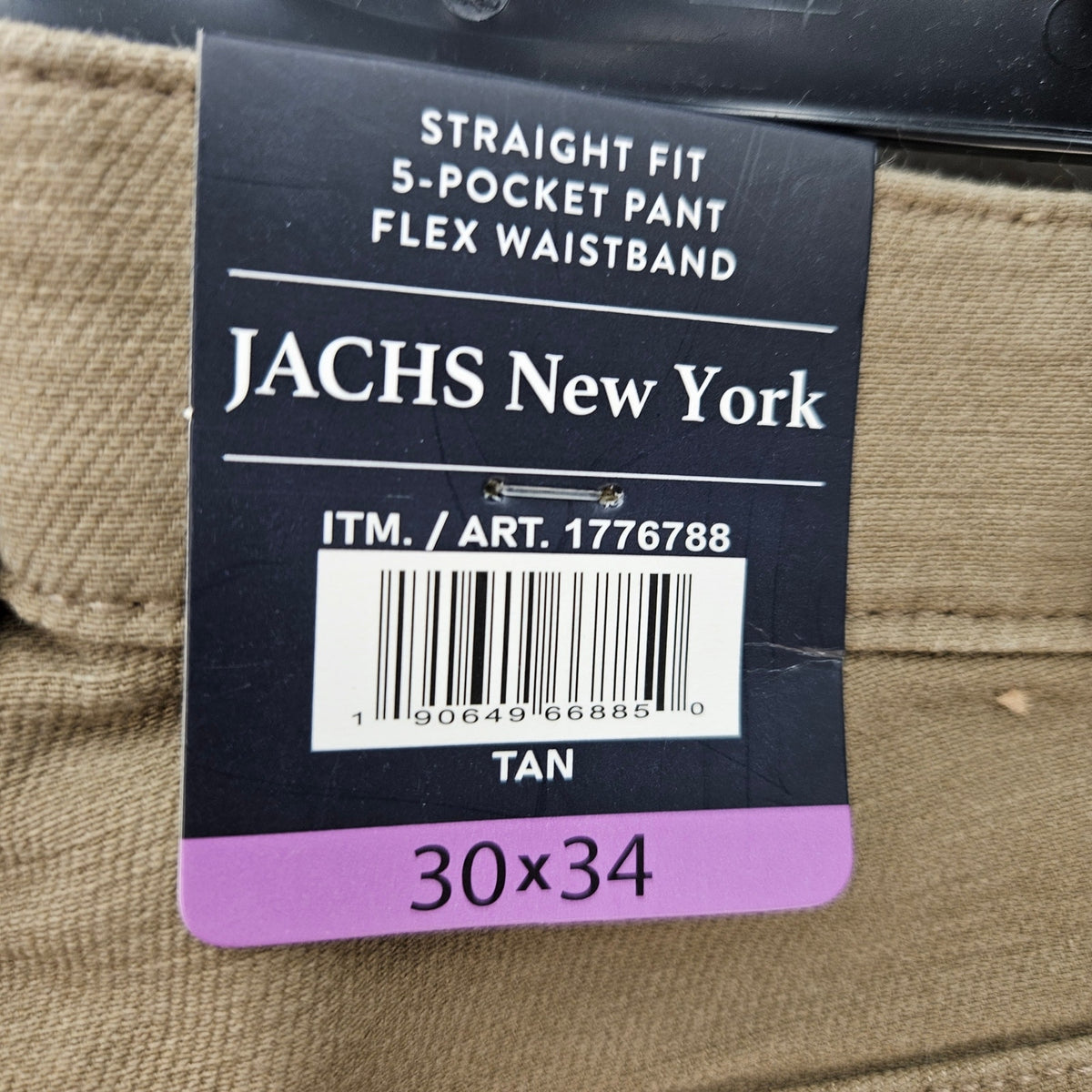 JACHS NEW YORK MEN'S 30X34 TAN MIDE WEIGHT 5 POCKET STRETCH PANT NWT