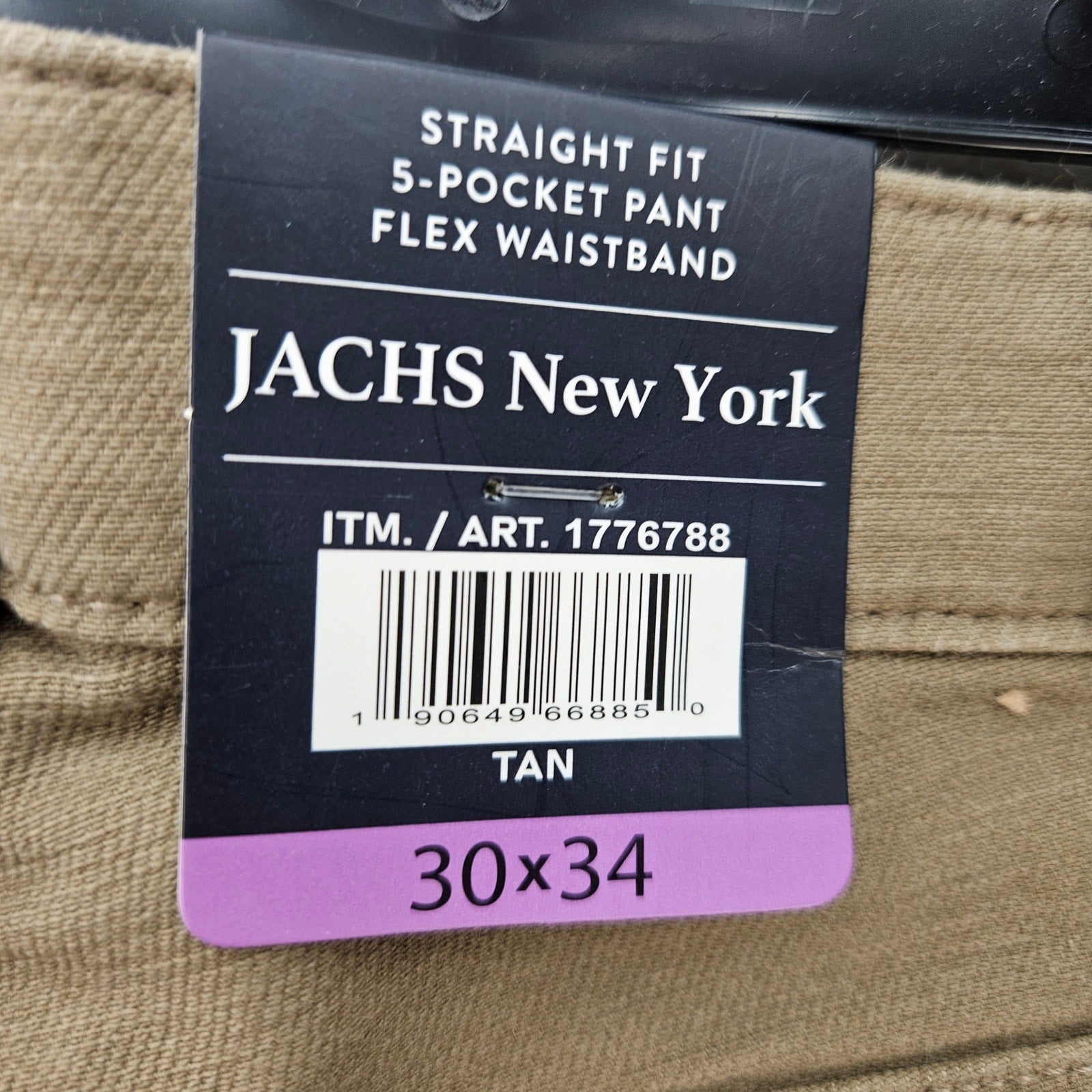 JACHS NEW YORK MEN'S 30X34 TAN MIDE WEIGHT 5 POCKET STRETCH PANT NWT