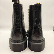 DR MARTENS WOMEN'S 5 CROCODILE TEXTURED 1460 PASCAL STEEL TOE BLACK BOOT