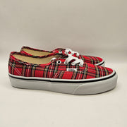 VANS WOMEN'S 6 AUTHENTIC RED PLAID LOW TOP CANVAS SNEAKER NWOB