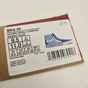 VANS MEN'S 9.5 SK8-HI CHECKERBOARD SIDEWALL CLASSIC BLUE SKATEBOARD NWOB