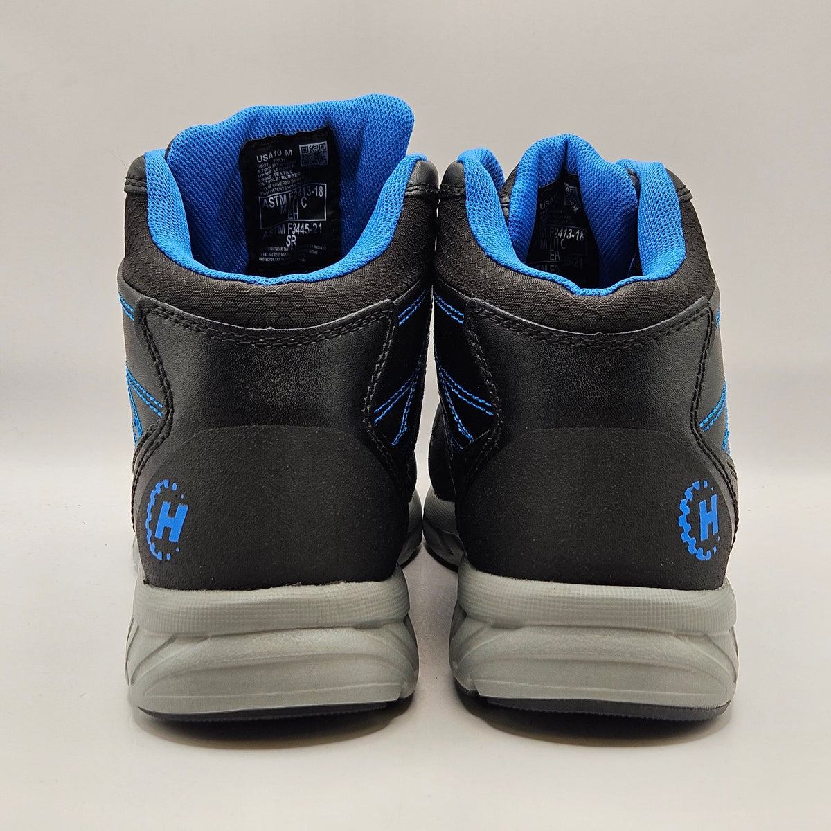HYTEST MEN'S 10 ANNEX MID EH SAFETY STEEL TOE K12329 BLACK BLUE WORKING BOOTS