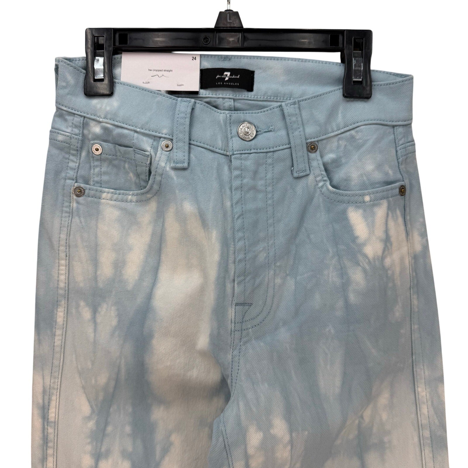 7 FOR ALL MANKIND WOMEN'S 24 BLUE HIGH WAIST CROPPED STRAIGHT LEG JEANS