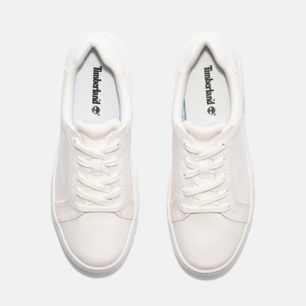 TIMBERLAND WOMEN'S 9.5 LAUREL COURT LOW LACE SNEAKER WHITE CANVAS NIB