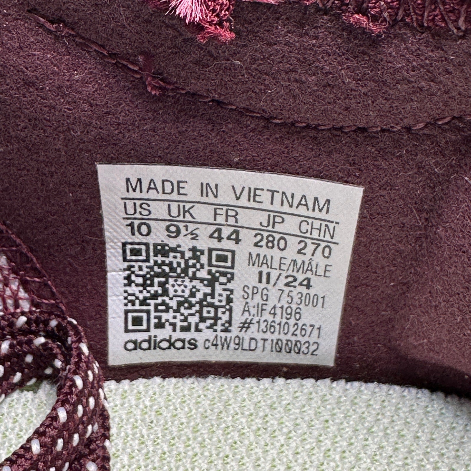 ADIDAS ADIZERO MEN'S 10 ELECTRIC .1 FOOTBALL CLEATS MAROON/WHITE