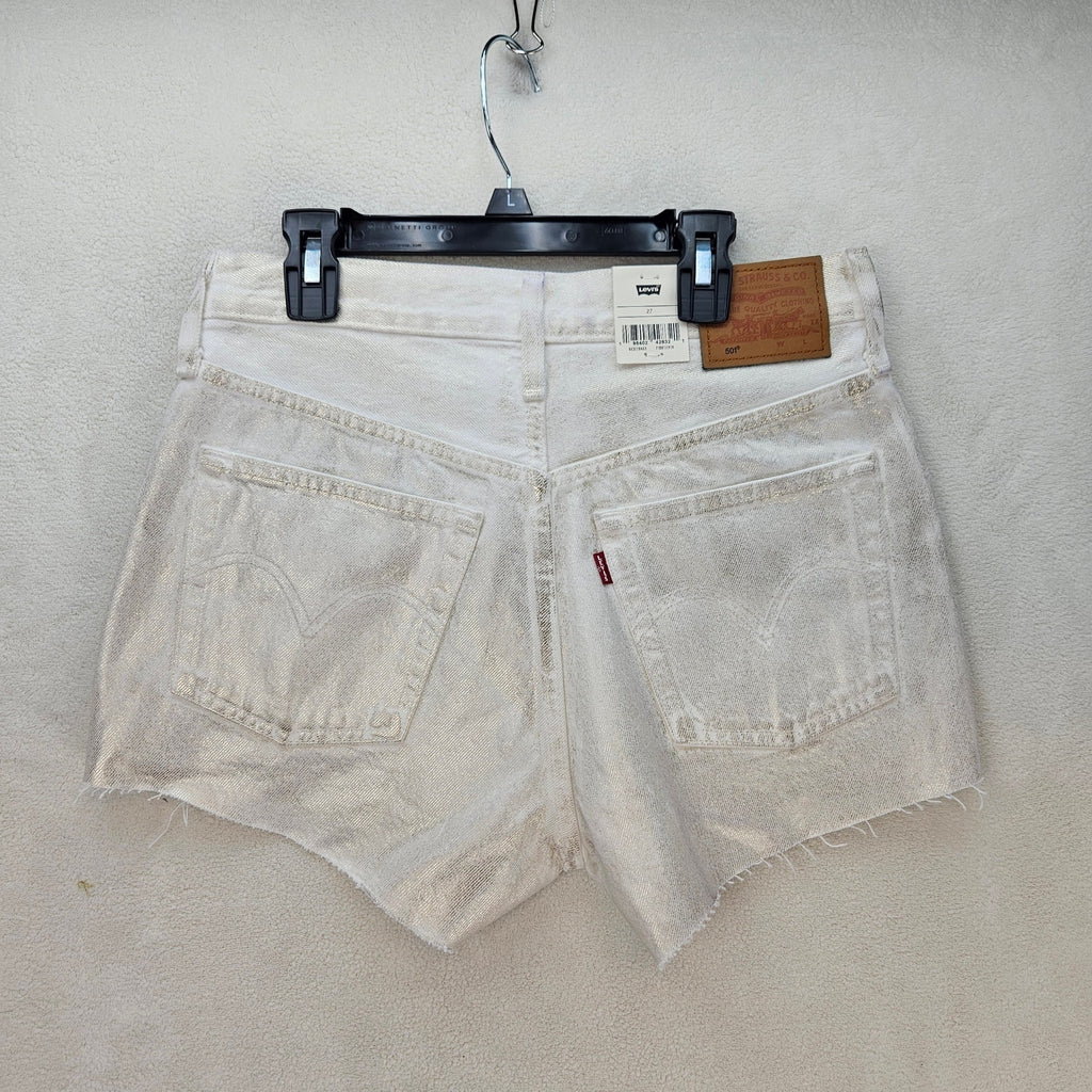 LEVI'S WOMEN'S 27 COATED 501 ORIGINAL FIT HIGH RISE SHORTS LUMINARY WHITE NWT