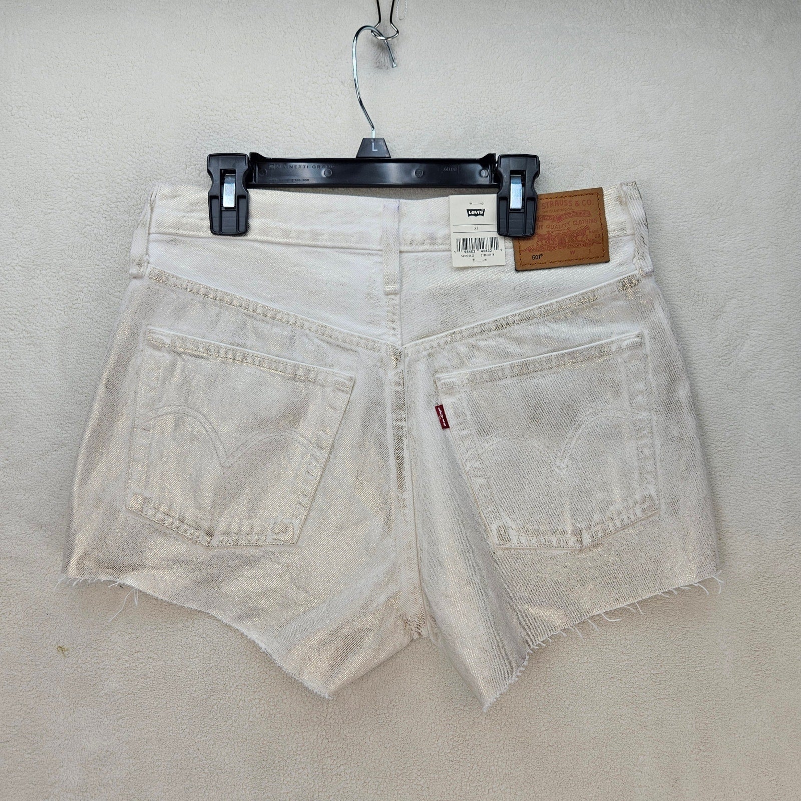 LEVI'S WOMEN'S 27 COATED 501 ORIGINAL FIT HIGH RISE SHORTS LUMINARY WHITE NWT