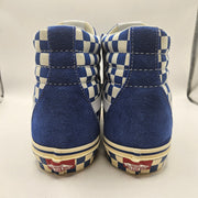 VANS MEN'S 10 SK8-HI CHECKERBOARD SIDEWALL CLASSIC BLUE SKATEBOARD NWOB