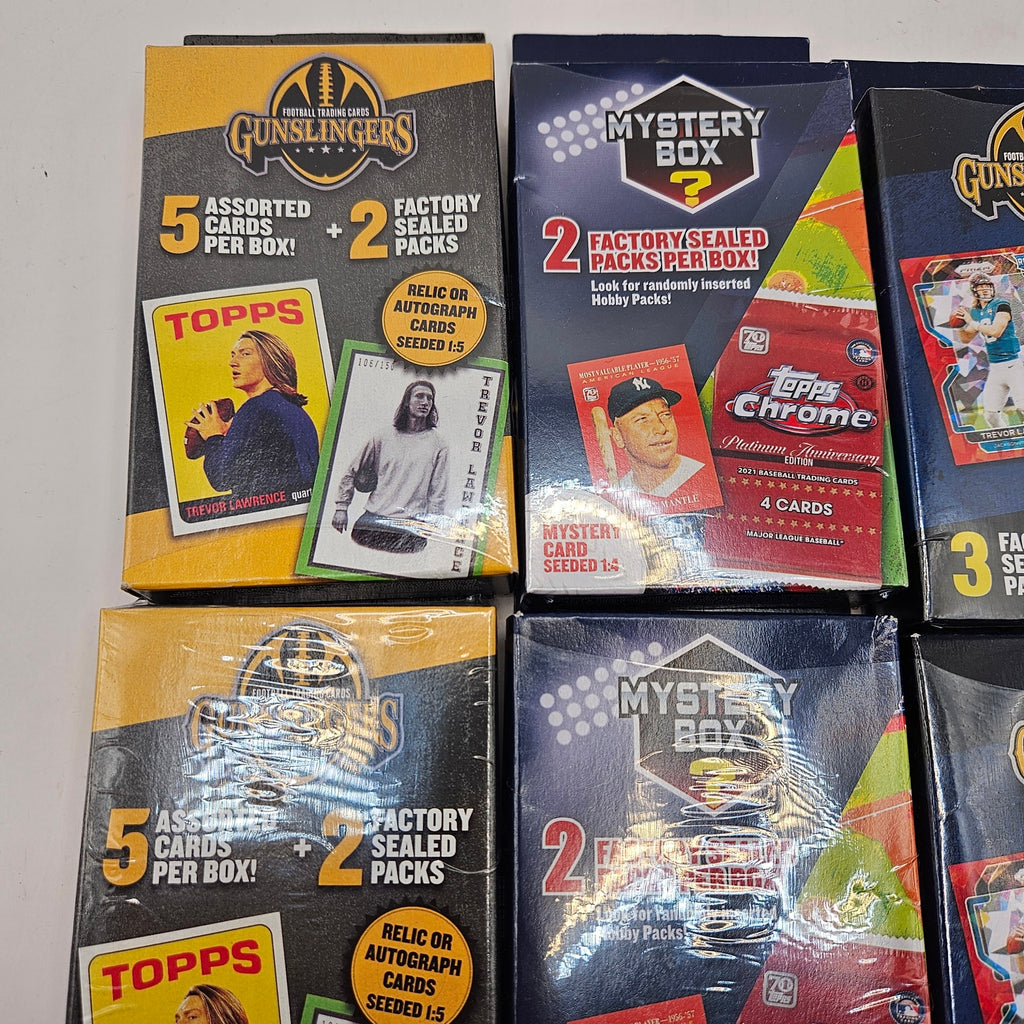LOT OF 6 - SEALED FOOTBALL TRADING CARD MYSTERY BOXES GUNSLINGERS TOPPS CHROME