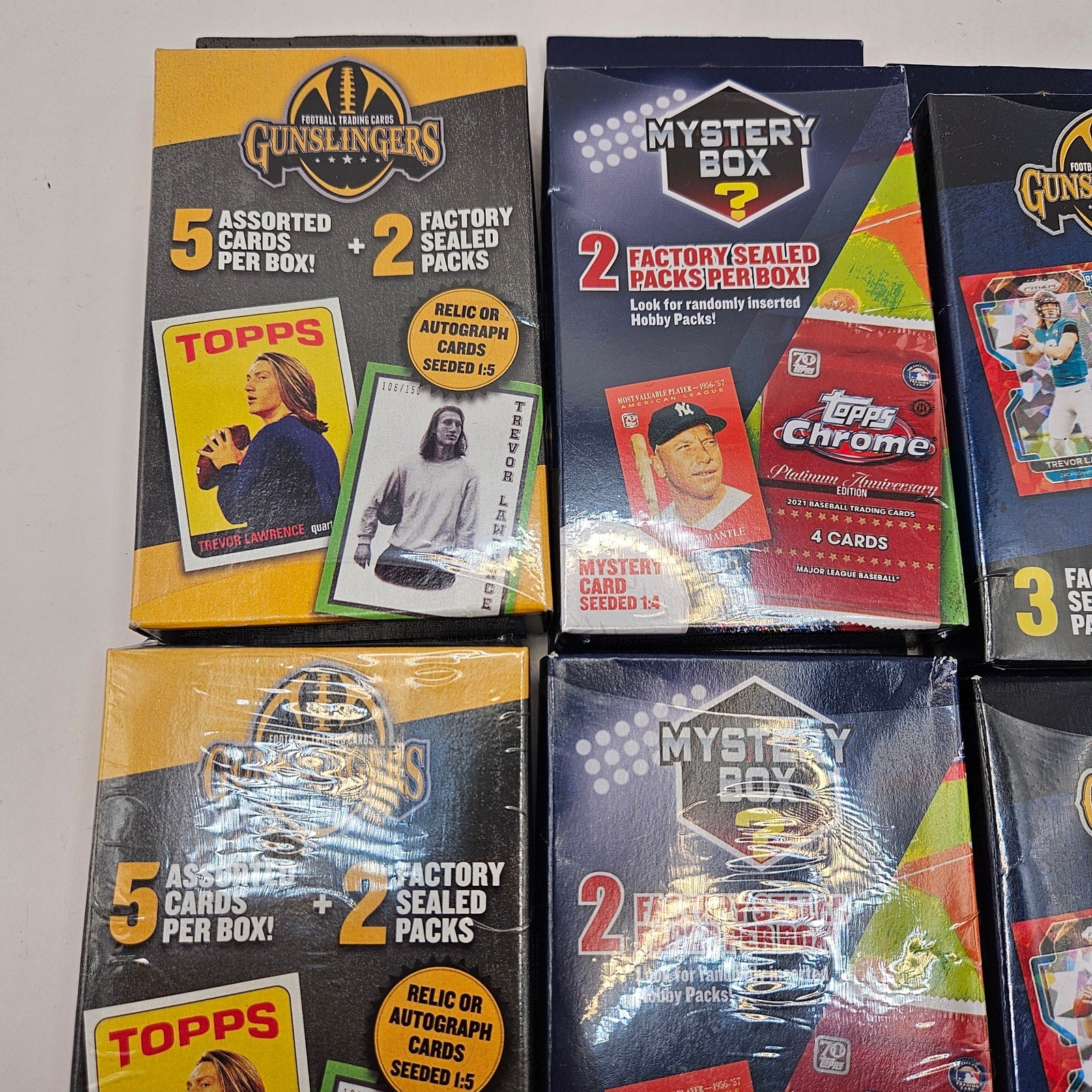 LOT OF 6 - SEALED FOOTBALL TRADING CARD MYSTERY BOXES GUNSLINGERS TOPPS CHROME