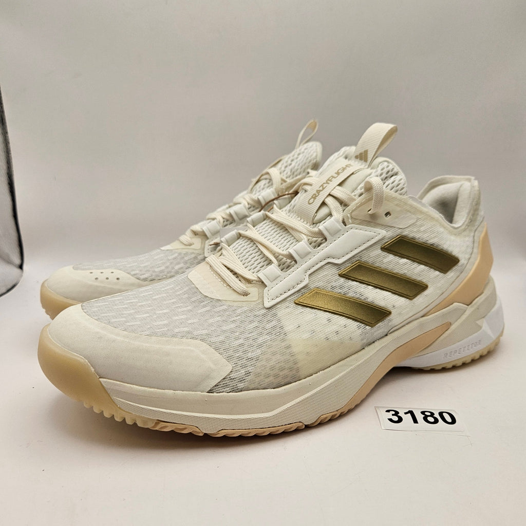 ADIDAS WOMEN'S 9 ADIZERO UBERSONIC 5 TENNIS SHOES WHITE GOLD NWOB