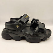 JORDAN WOMEN'S 7 DEJA SANDALS FN5036-001 BLACK METALLIC GOLD