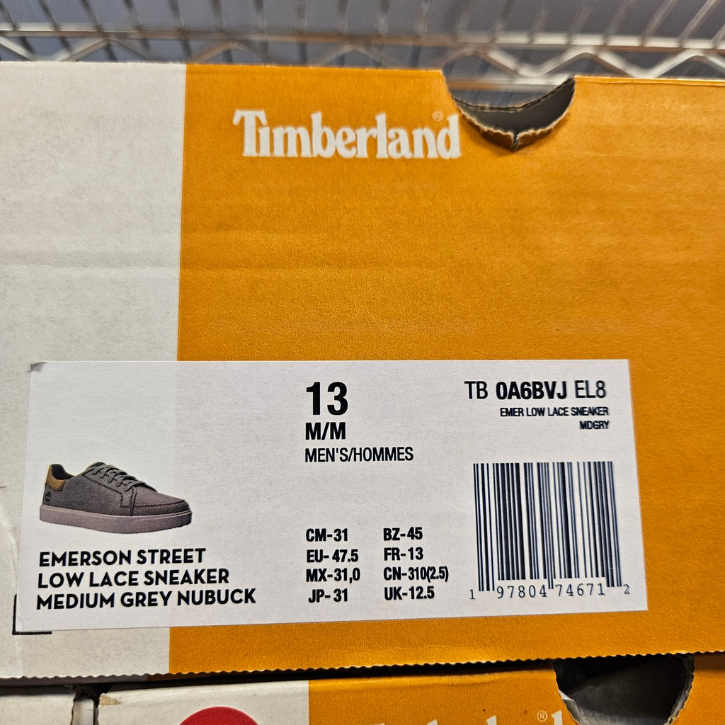 TIMBERLAND MEN'S 13 EMERSON STREET SNEAKER MEDIUM GREY NUBUCK NIB