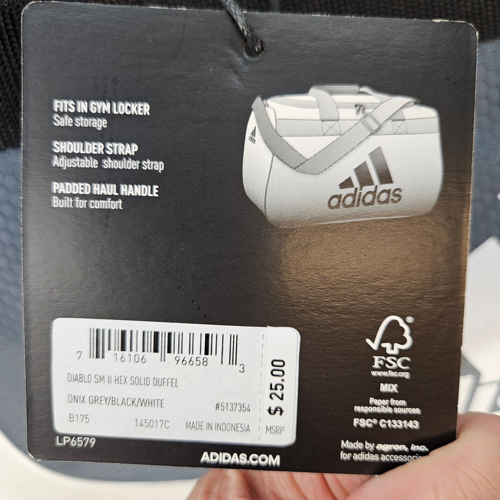 ADIDAS DIABLO SMALL II DUFFEL BAG ONIX GREY BLACK WHITE GYM TREVEL BAG NWT