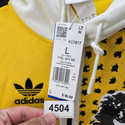 ADIDAS ORIGINALS MEN'S LARGE GRAPHIC SOCCER PULLOVER HOODIE KC7917 YELLOW BLACK