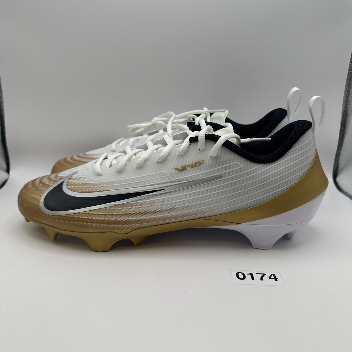 NIKE Men's 12 Vapor Speed 3 White/Gold Football Cleats FB3303-103