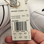 ADIDAS MEN'S 14 GRAND COURT 2.0 WHITE BLACK CASUAL LIFESTYLE SNEAKER JS1694