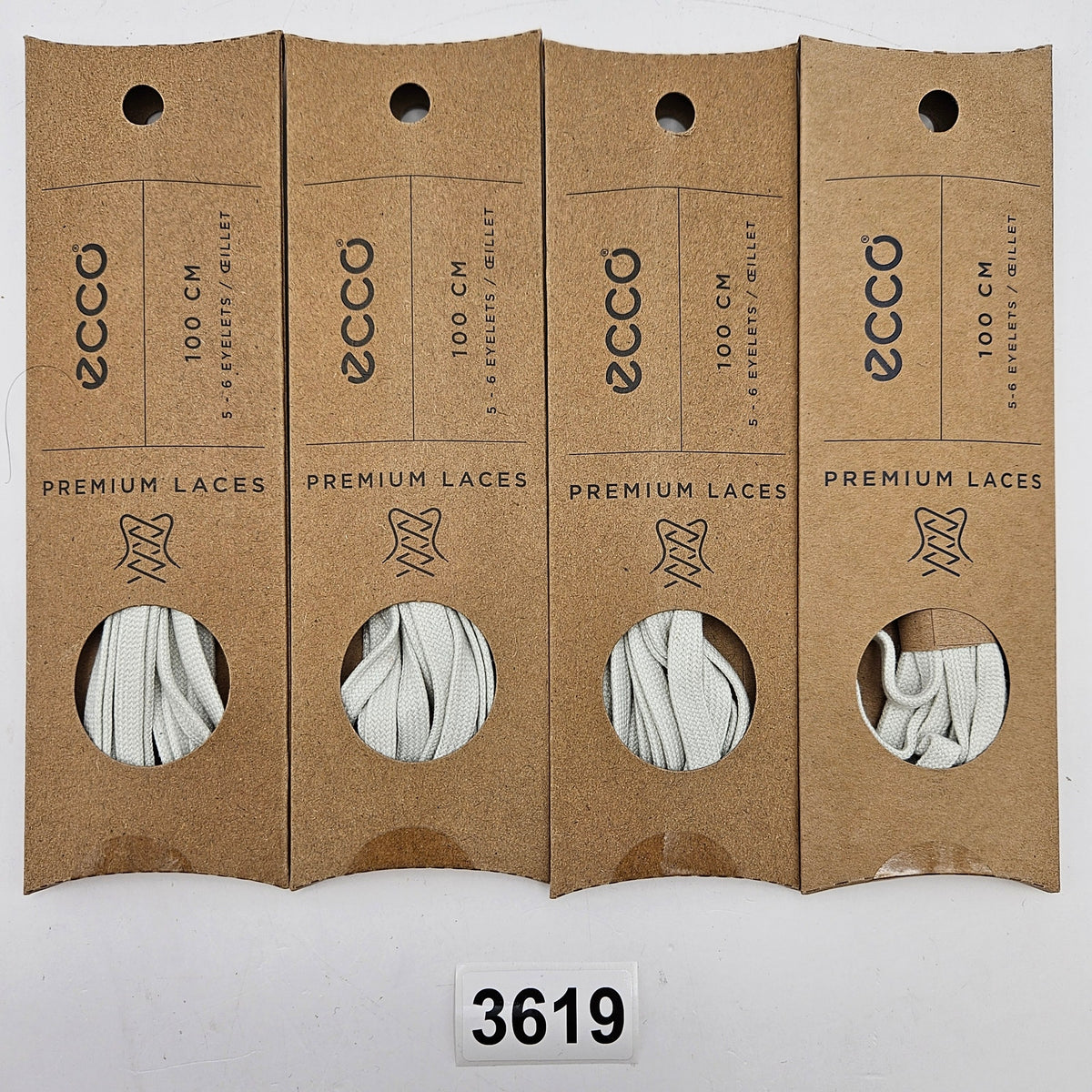 LOT OF 4 - ECCO PREMIUM LACES 100CM WHITE FLAT NIB 1X4 PAIRS