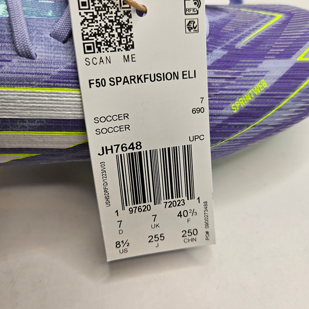 ADIDAS WOMEN'S 8.5 F50 SPARKFUSION ELITE MID FG AG SOCCER CLEATS VIOLET PURPLE