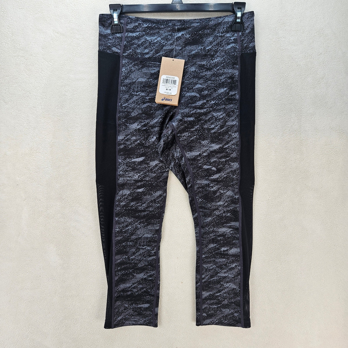 ASICS WOMEN'S MEDIUM KATE POCKET CAPRI 7/8 LEGGING BREATHABLE GRAY NWT