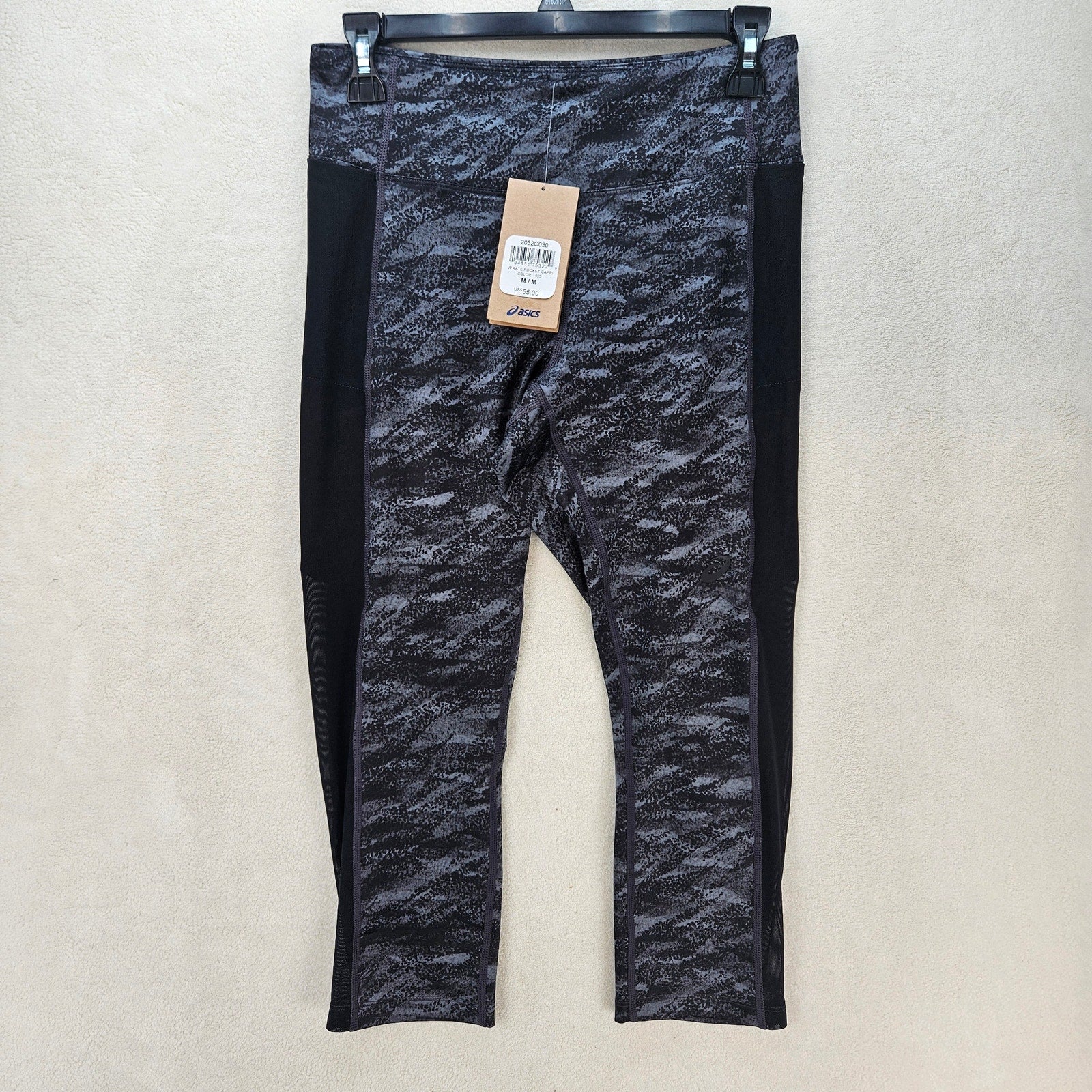 ASICS WOMEN'S MEDIUM KATE POCKET CAPRI 7/8 LEGGING BREATHABLE GRAY NWT