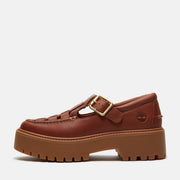 TIMBERLAND WOMEN'S 8 STONE STREET PLATFORM BUCKLE SHOE RUST FULL GRAIN LEATHER