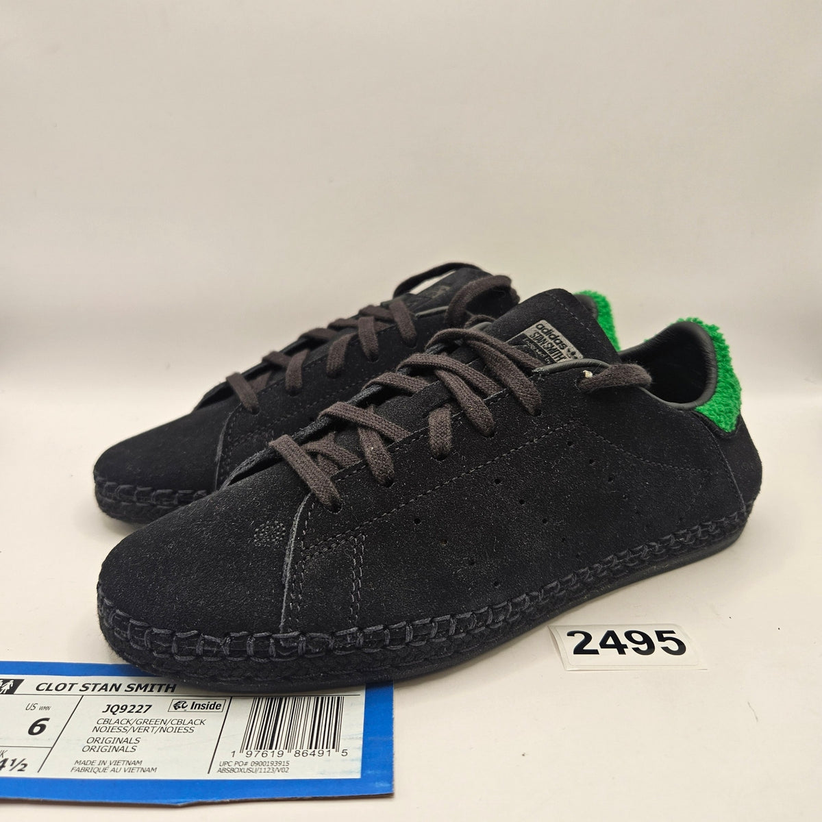 ADIDAS ORIGNAL X CLOT STANSMITH WOMEN'S 6 BLACK SUEDE JQ9227 NWOB