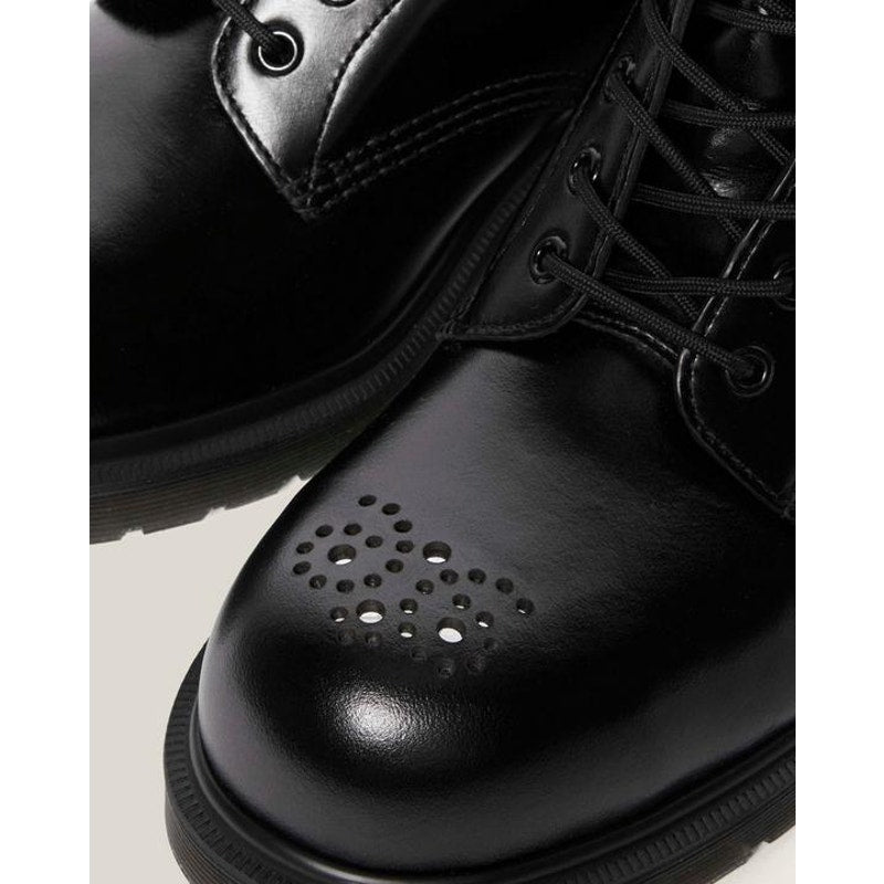 DR MARTEN WOMEN'S 6 ANALINE 41001001 1460 PASCAL ST BROGUE STEEL TOE BLACK BOOT