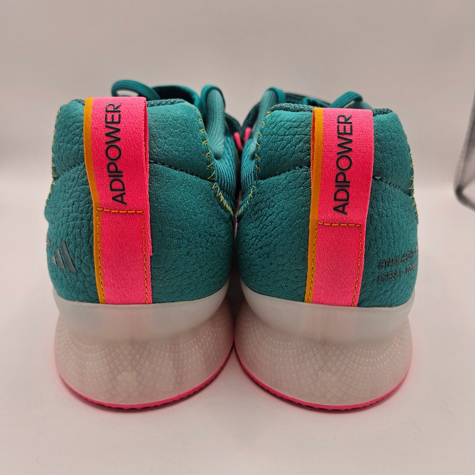 ADIDAS MEN'S 11 ADIPOWER WEIGHTLIFTING 3 SHOES TEAL WHITE PINK JP9871 NWOB
