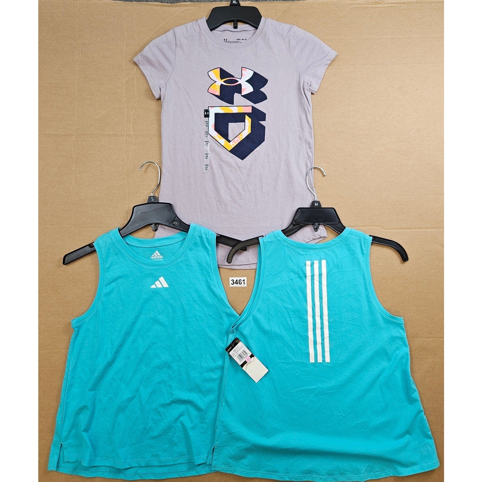 NWT GIRLS ATHLETIC TOP LOT 3 ADIDAS UNDER ARMOUR GRPHIC T SHIRT YOUTH M & XL NWT