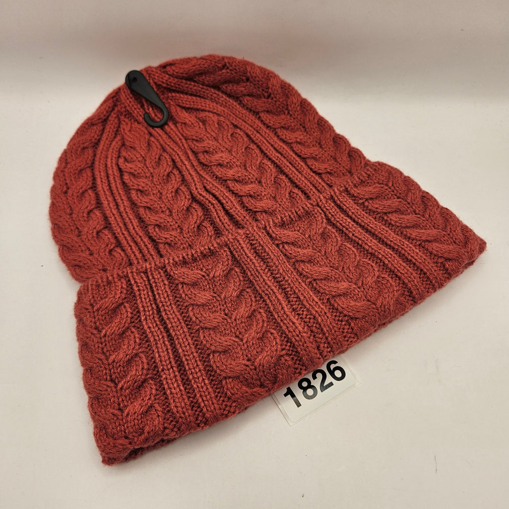 TIMBERLAND WOMEN'S OS BEANIE LEATHER WHEAT LOGO NWT HAWTHORN RED