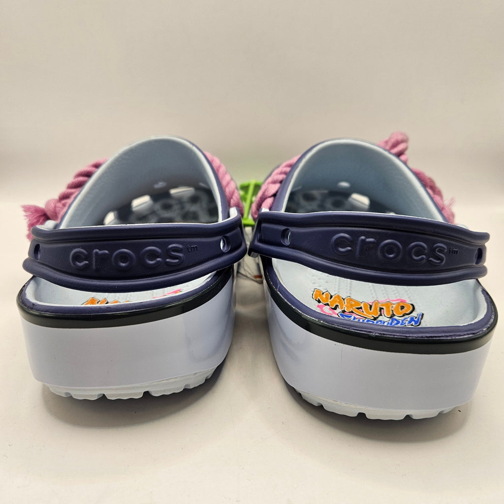 CROCS M5 W7 NARUTO SASUKE CLASSIC CLOG PURPLE ROPE JIBBITZ ANIME NWT