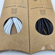 LOT OF 5 - ECCO PREMIUM LACES 100/120/150CM BLACK/MARINE/WHITE ROUND NIB 5 PAIRS
