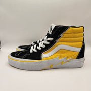 VANS WOMEN'S 8 SK8-HI YELLOW LIGHTNING BOLTS BLACK SUEDE CANVAS SNEAKER