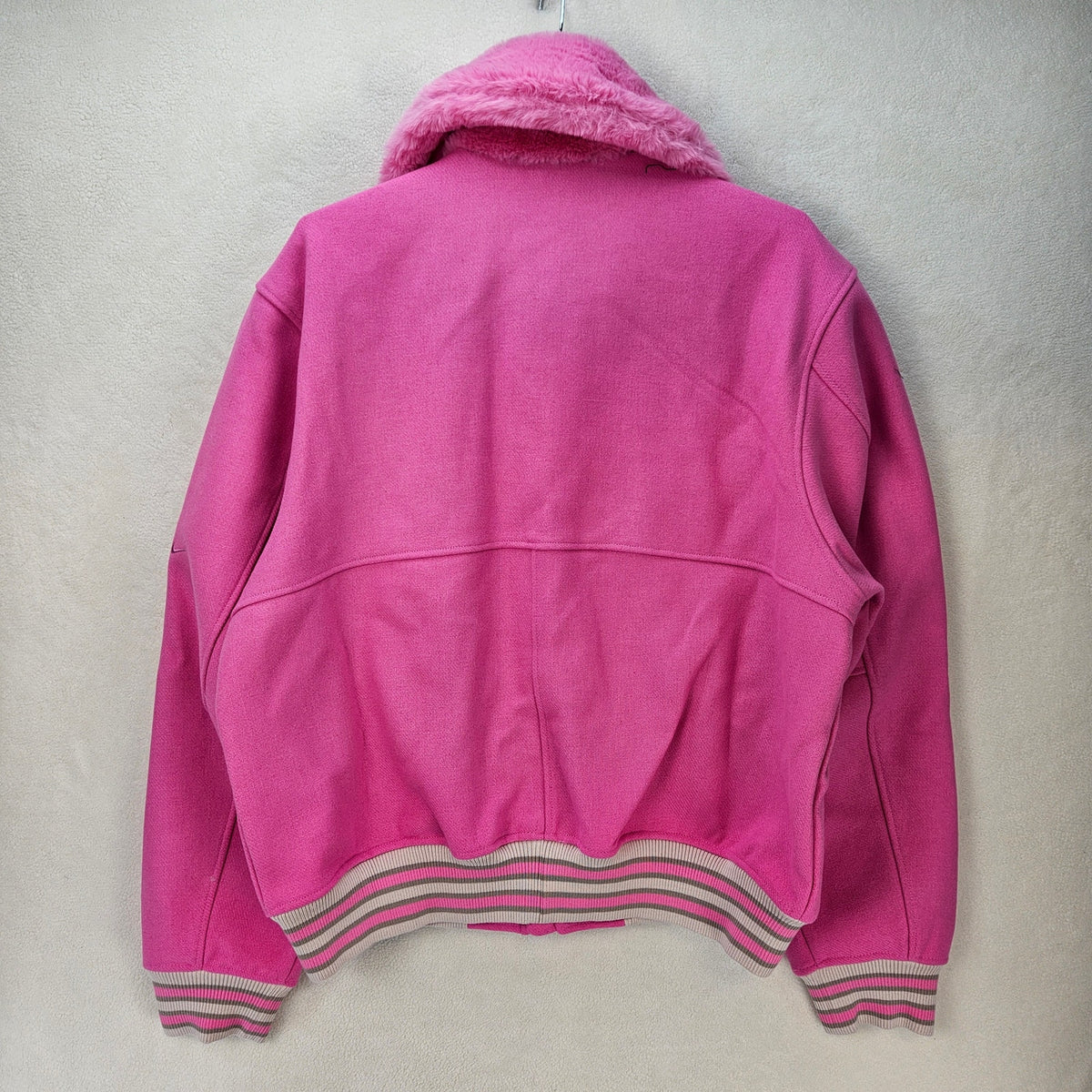 NIKE WOMEN'S SMALL TALL NAOMI OSAKA FULL ZIP VARSITY WOOL JACKET PINK HV2058-675