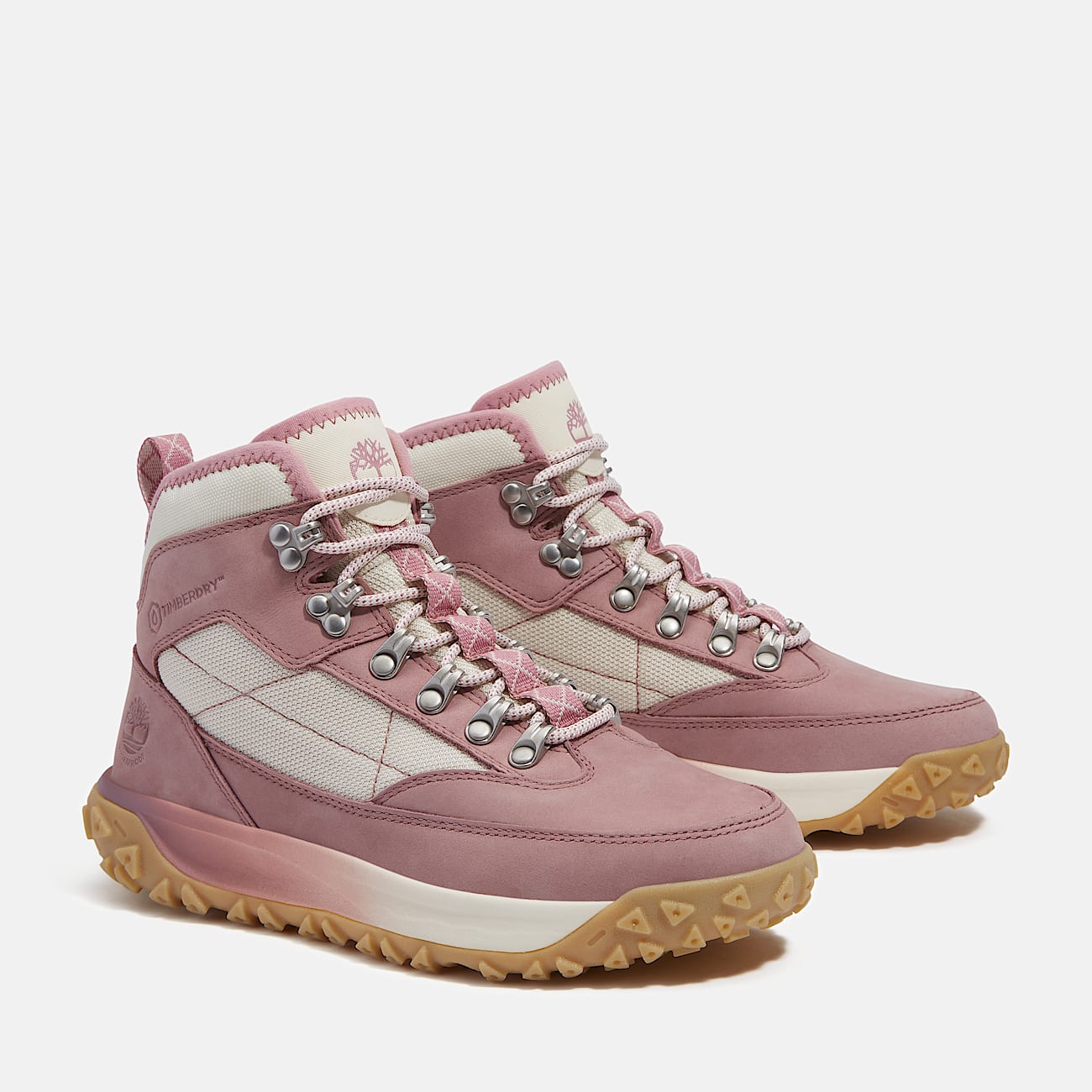 TIMBERLAND WOMEN'S 9.5 GREENSTRIDE MOTION 6 MID LACE SNEAKER PINK NUBUCK NIB
