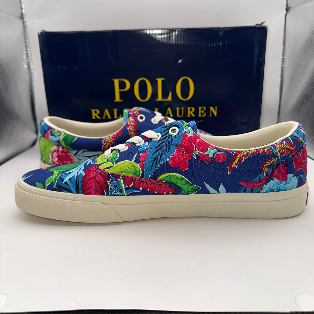 Polo Ralph Laurent Mens sz 13 D Keaton Pony Low top Laced Sneaker Floral Canvas
