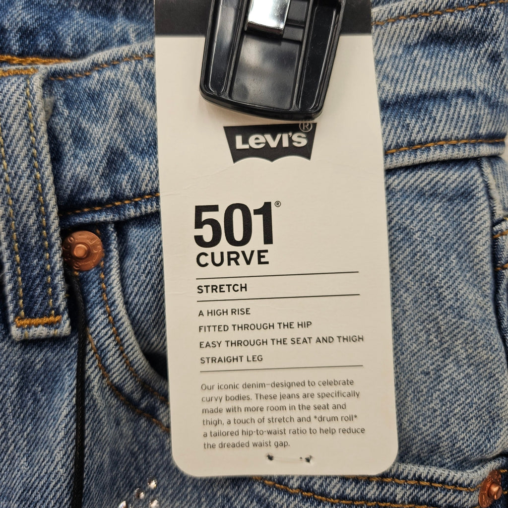 LEVI'S 501 X BEYONCE CURVE JEANS 26X30 WESTERN CRYSTAL NWT $150
