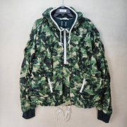 FP MOVEMENT FREE PEOPLE WOMEN'S LARGE CAMO READY SET GO WINDBREAKER JACKET GREEN