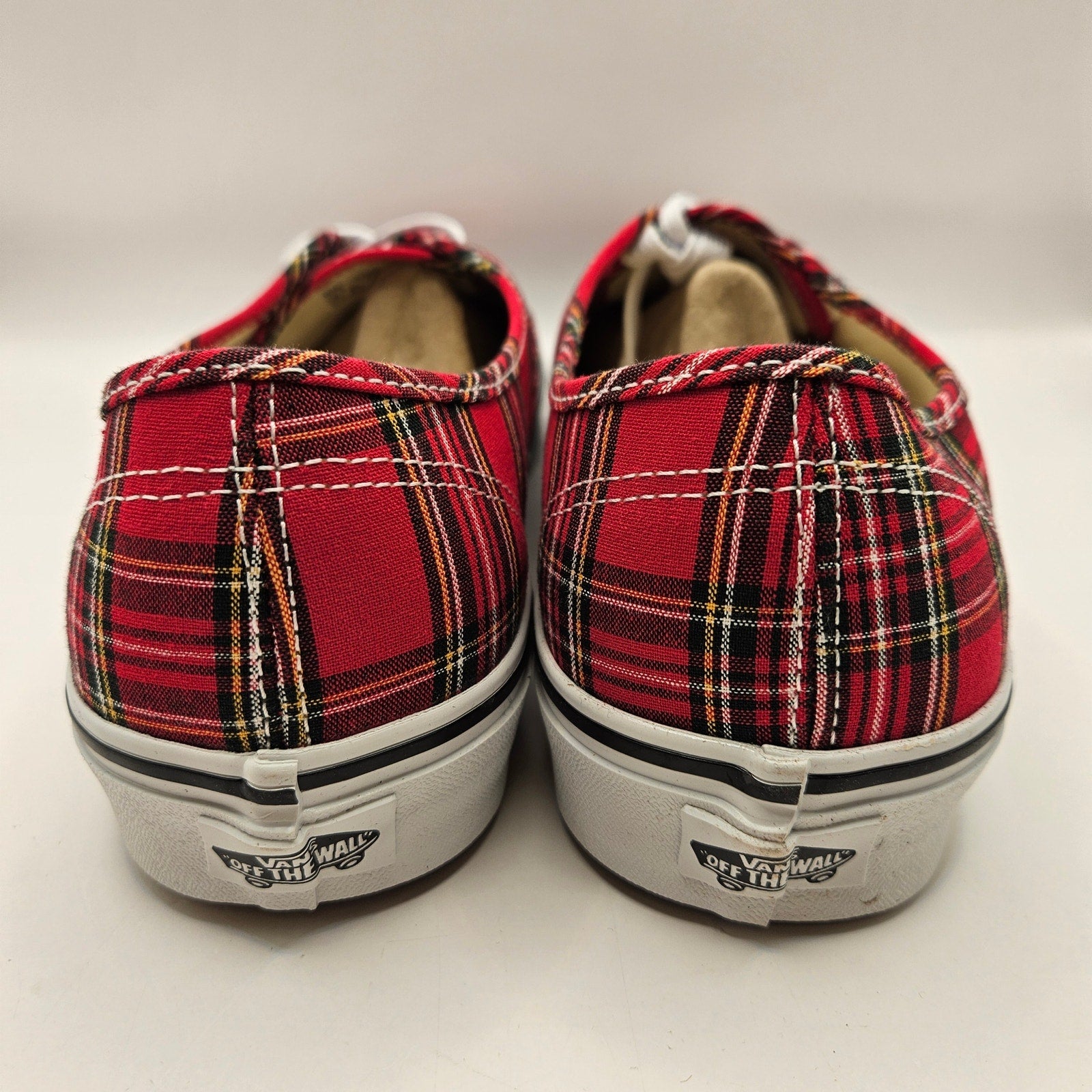 VANS MEN'S 11.5 AUTHENTIC RED PLAID LOW TOP CANVAS SNEAKER NWOB