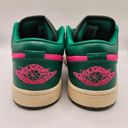 JORDAN WOMEN'S 11 AIR JORDAN 1 LOW MALACHITE FIR PINK BLAST GREEN DC0774-300