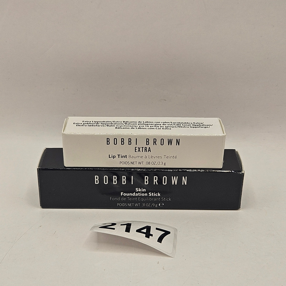BOBBI BROWN LIP TINT BARE CLARET 04 + SKIN FOUNTATION STICK W026 WARM IVORY NIB