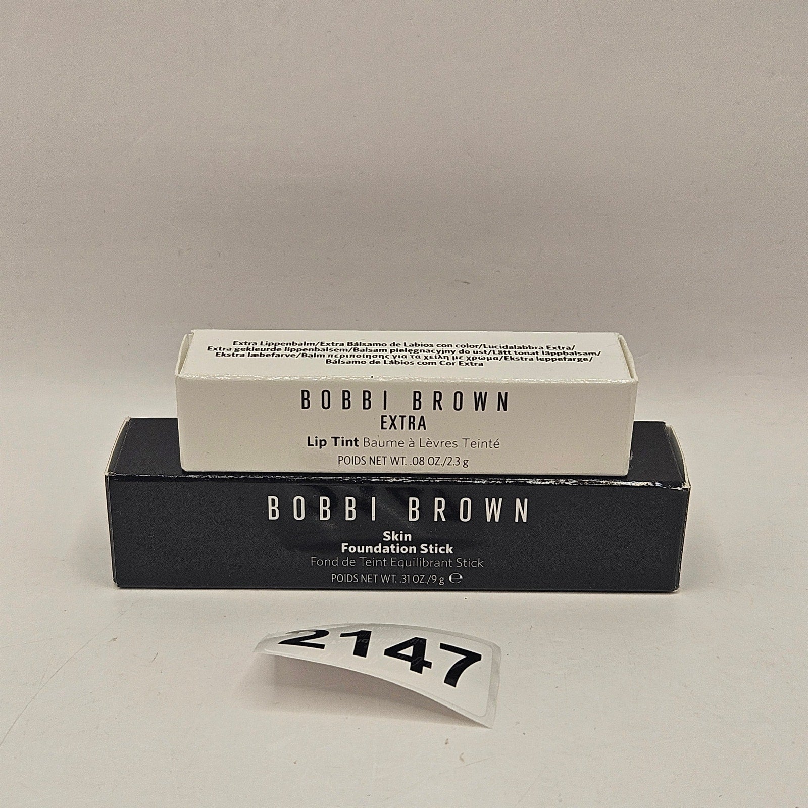 BOBBI BROWN LIP TINT BARE CLARET 04 + SKIN FOUNTATION STICK W026 WARM IVORY NIB