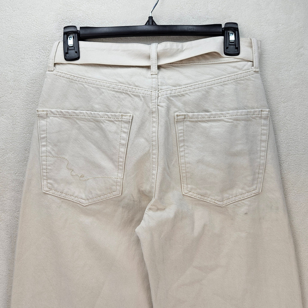 FREE PEOPLE WE THE FREE WOMEN'S 24 WIDE LEG DENIM PANTS WHITE W/ BELT NWOT