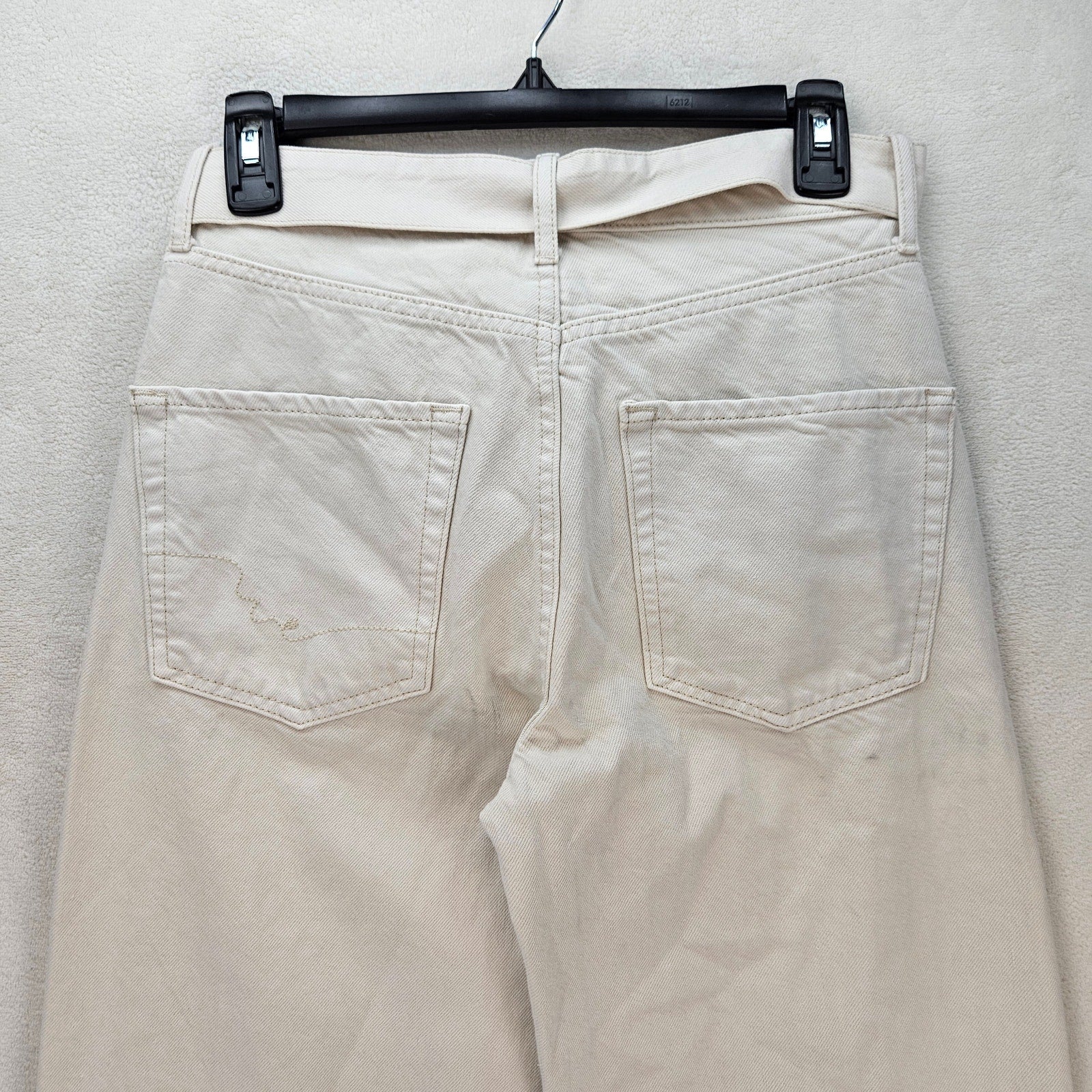 FREE PEOPLE WE THE FREE WOMEN'S 24 WIDE LEG DENIM PANTS WHITE W/ BELT NWOT